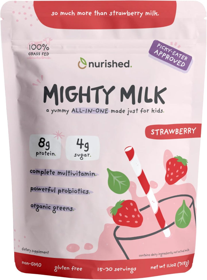 Nurished Mighty Strawberry Milk - Polvo de proteína y multivitamíni...