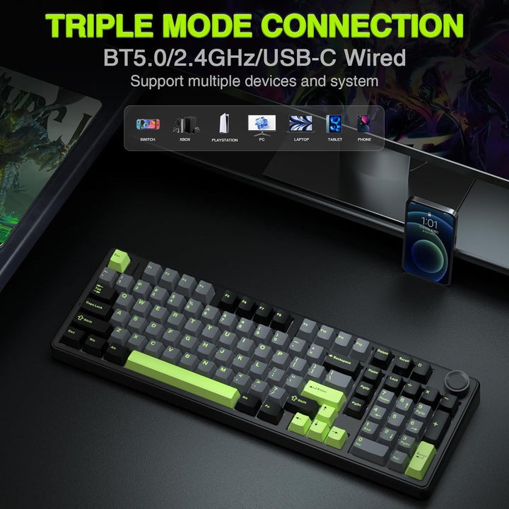 AULA F99 Pro Teclado Mecánico Inalámbrico con Perilla, Sonido Cremo...