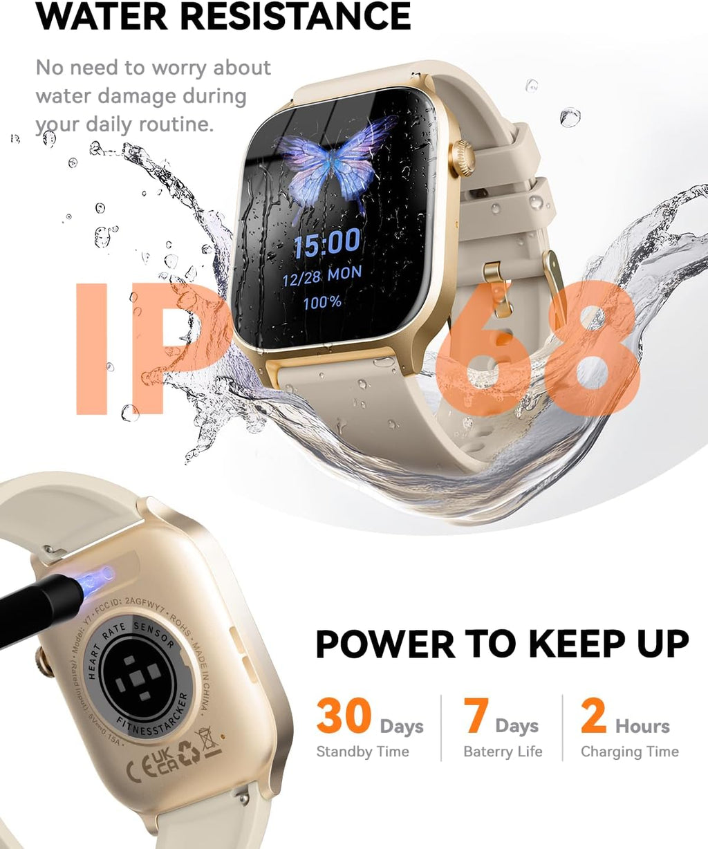 Relojes inteligentes para mujeres y hombres, reloj de seguimiento de actividad física con 110 modos deportivos, contador de pasos/monitor de sueño/podómetro, impermeable IP68, reloj inteligente con control de música y llamadas Bluetooth para