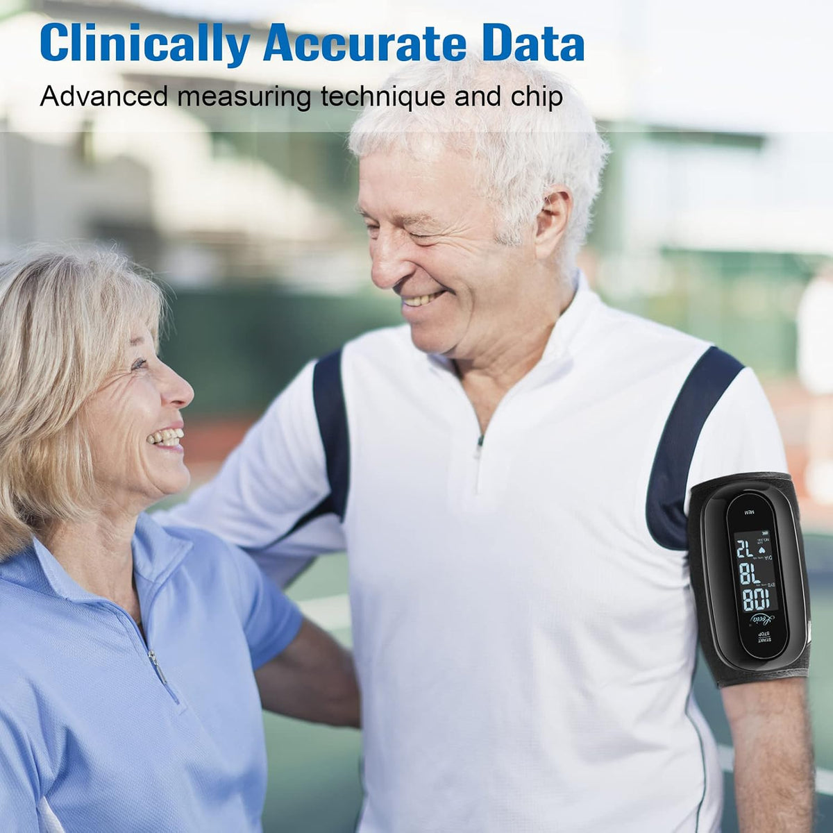 Monitor de presión arterial para brazo superior con diseño de una pieza, máquina digital de BP para uso doméstico con tamaño de manguito de 9-14 pulgadas, medidor portátil, batería incorporada