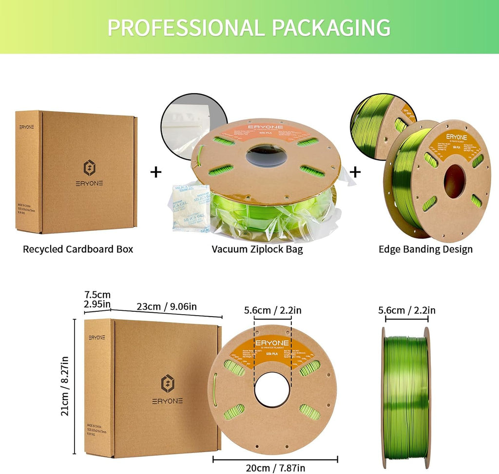 ERYONE Filamento PLA de seda para impresora 3D, 0.069 pulgadas +\/-...