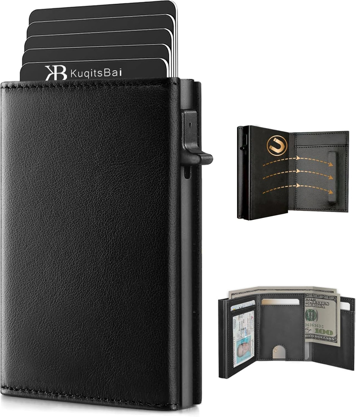 KuqitsBai Cartera para hombre con tarjetero, billetera inteligente...