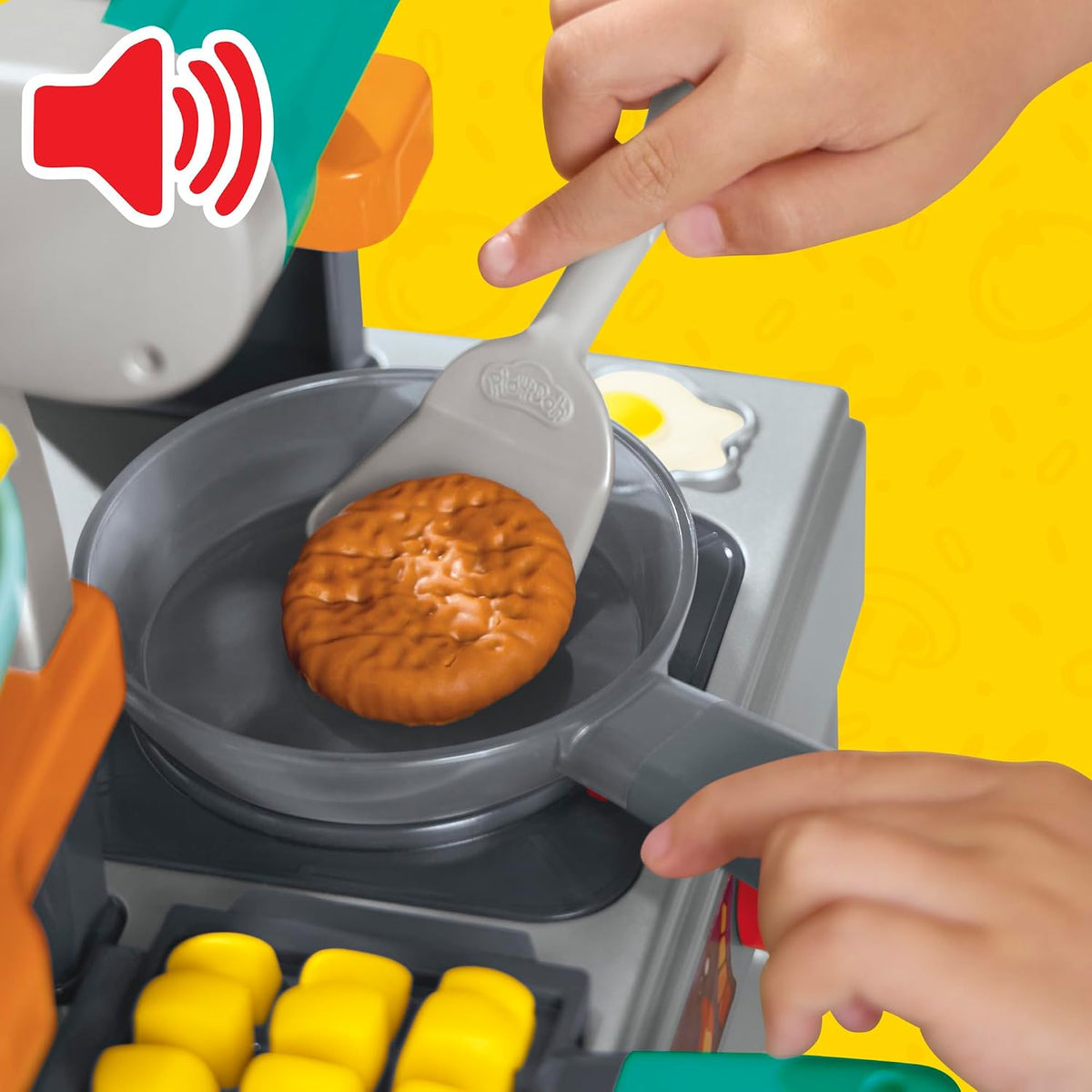 Play-Doh Super Sizzlin' Kitchen Playset, sonidos realistas de juguete de cocina, más de 25 alimentos para crear, artes y manualidades para niños mayores de 3 años