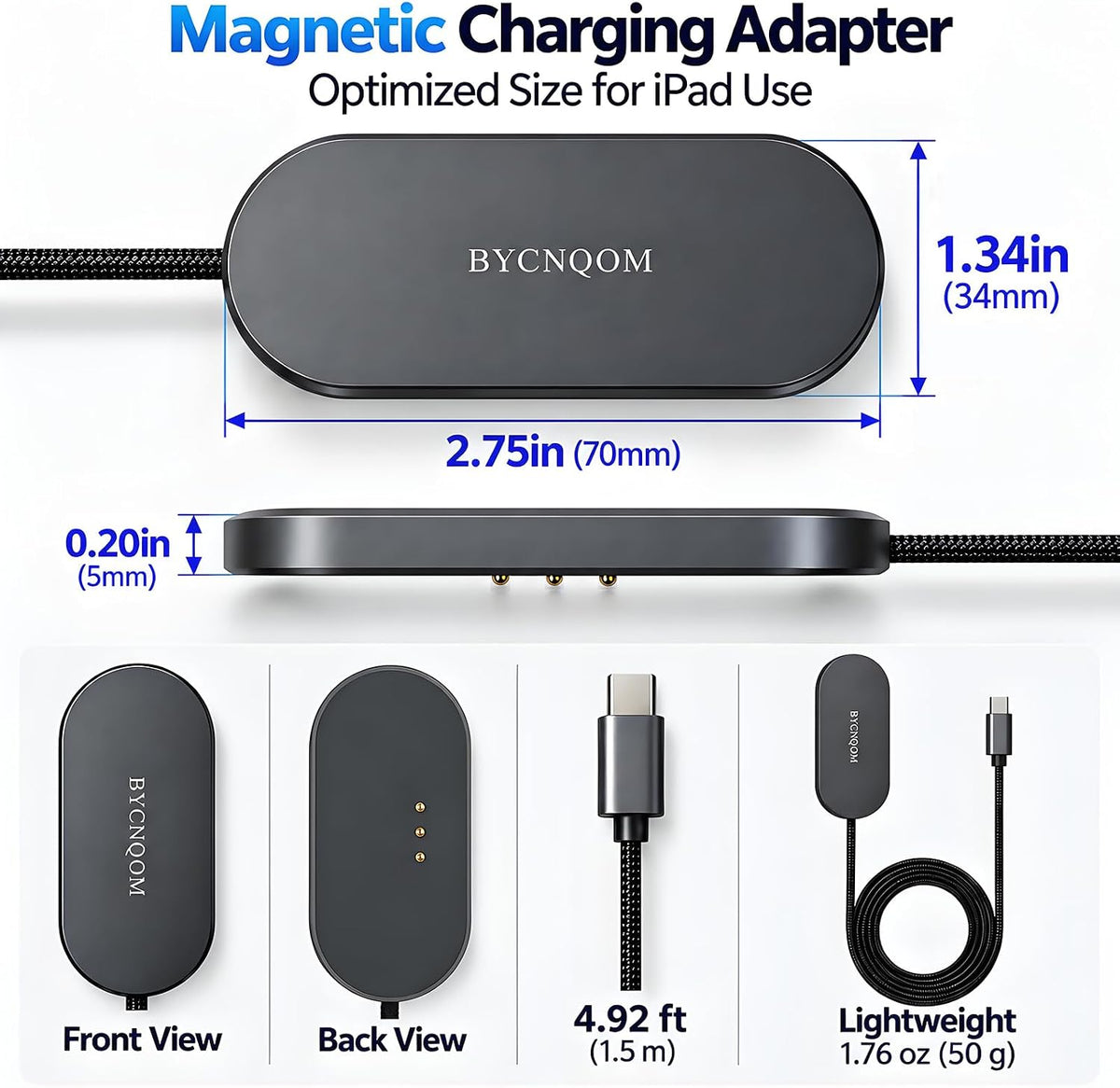 Cargador inalámbrico magnético para iPad Pro de 12.9 pulgadas (3ª/4ª/5ª/6ª) y iPad Air 13 (M3/M2) solamente, cargador de conector inteligente de carga rápida, para iPad