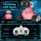 Hamourd Juguetes robot para niñas, robots recargables de control remoto, robot de juguete con demostración automática, cabeza y brazos flexibles, movimientos de baile, música y ojos LED brillantes