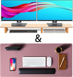 Almohadilla de escritorio de cuero y soporte para monitor