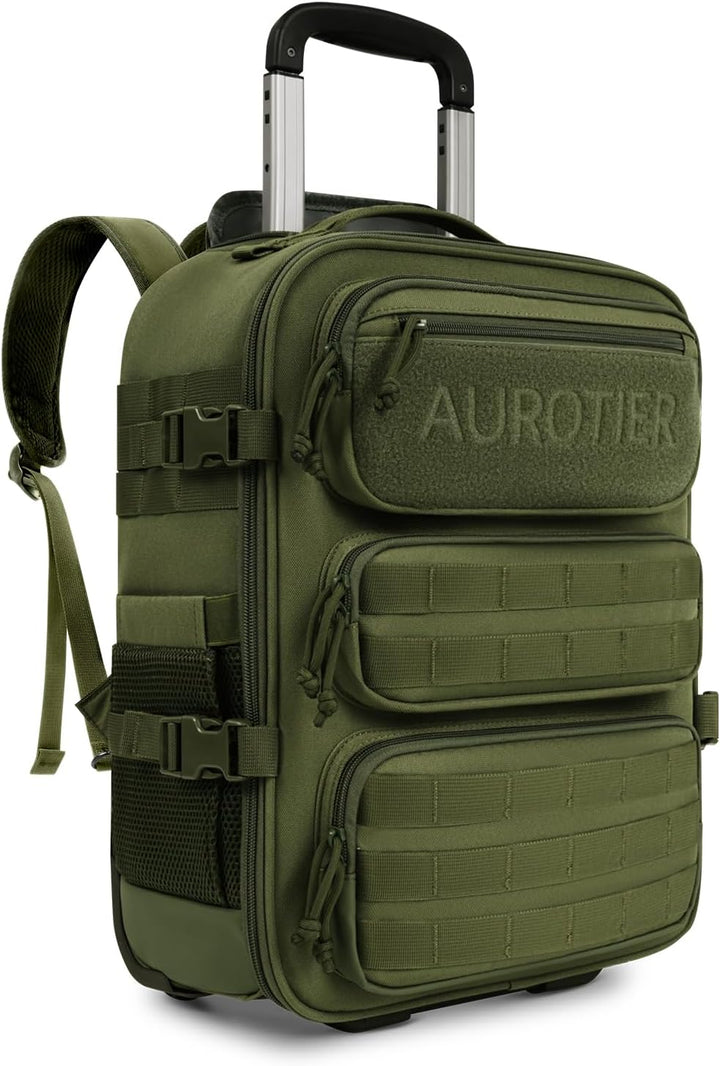 AUROTIER Mochila Táctica con Ruedas para Laptop, Equipaje de Mano c...