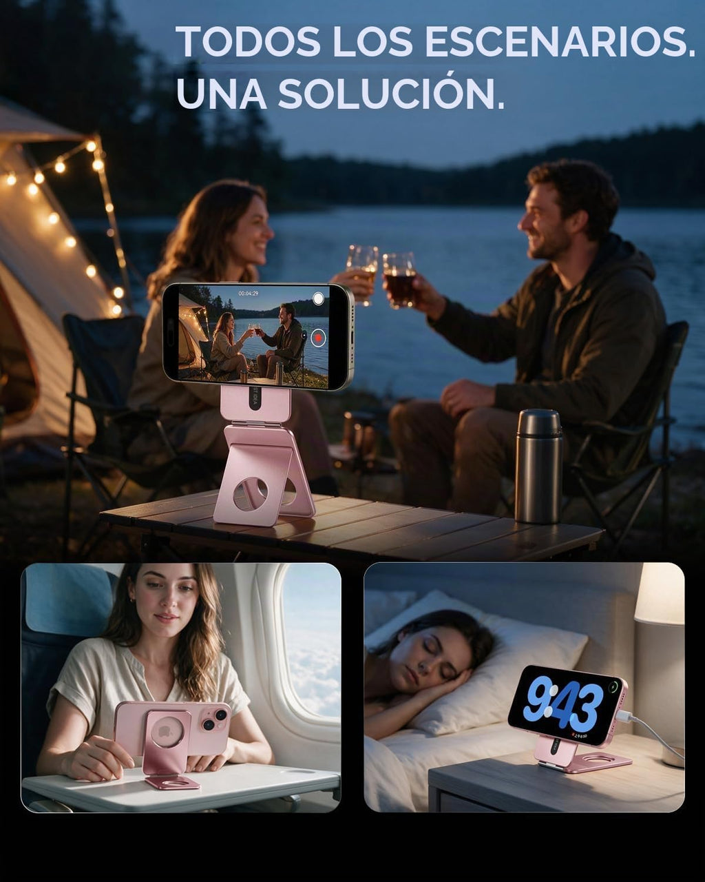 Soporte para teléfono, soporte portátil para trípode para teléfono, ultrafino, 0.23 pulgadas