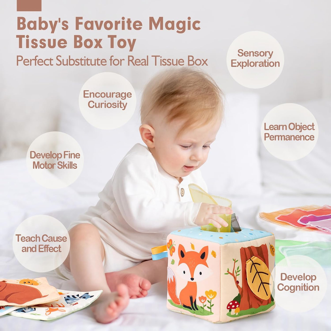hahaland Caja de pañuelos para bebé juguetes para bebés de