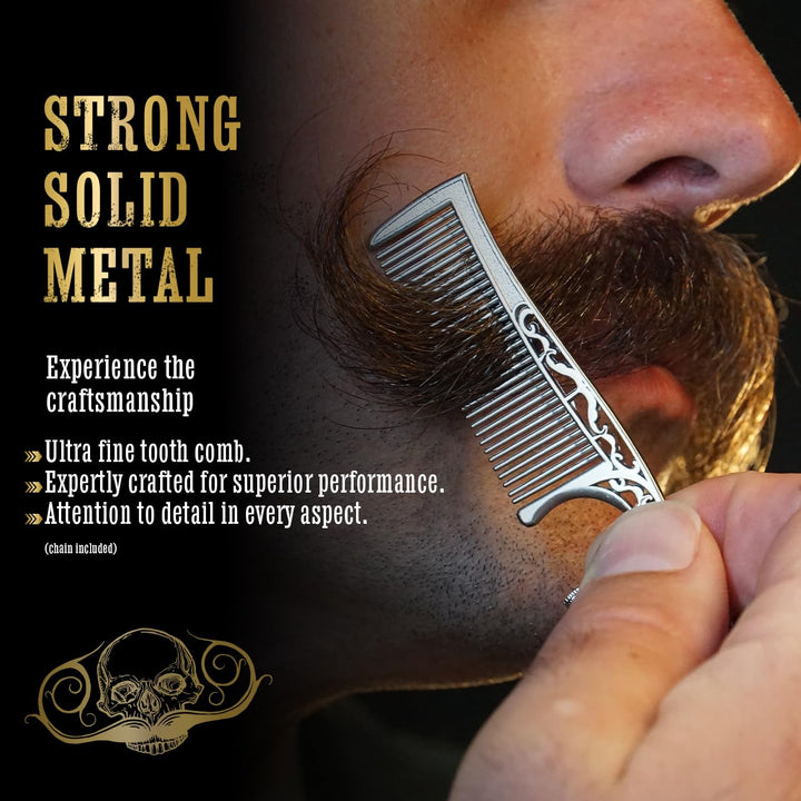 Kit de bálsamo para bigote Defender 1 oz en lata y peine para bigot...
