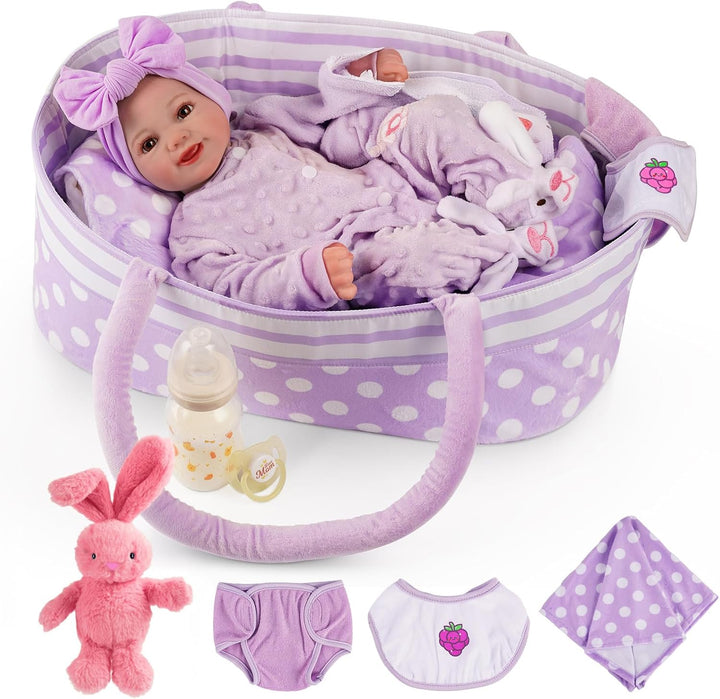 BABESIDE Muñecas de bebé Reborn realistas con moisés, cuerpo suave...