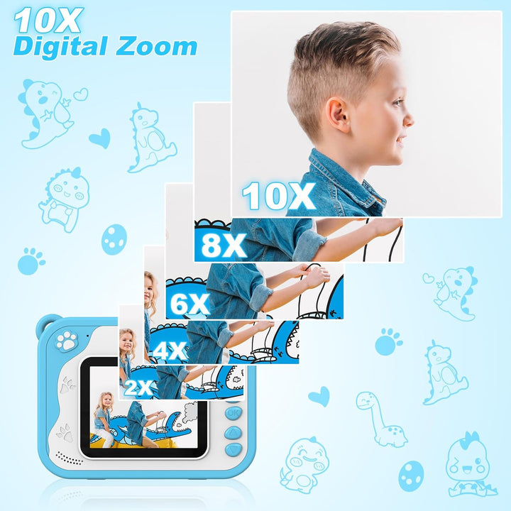 Cámara para niños con impresión instantánea, video de 1080P, tarjet...