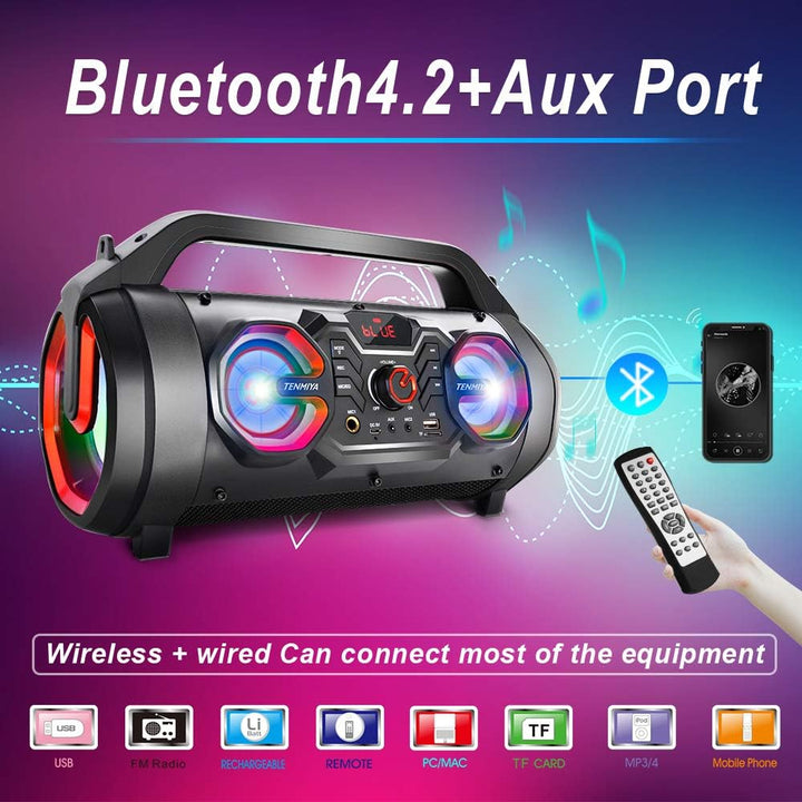 Bocina Bluetooth portátil con subwoofer, altavoces inalámbricos con...