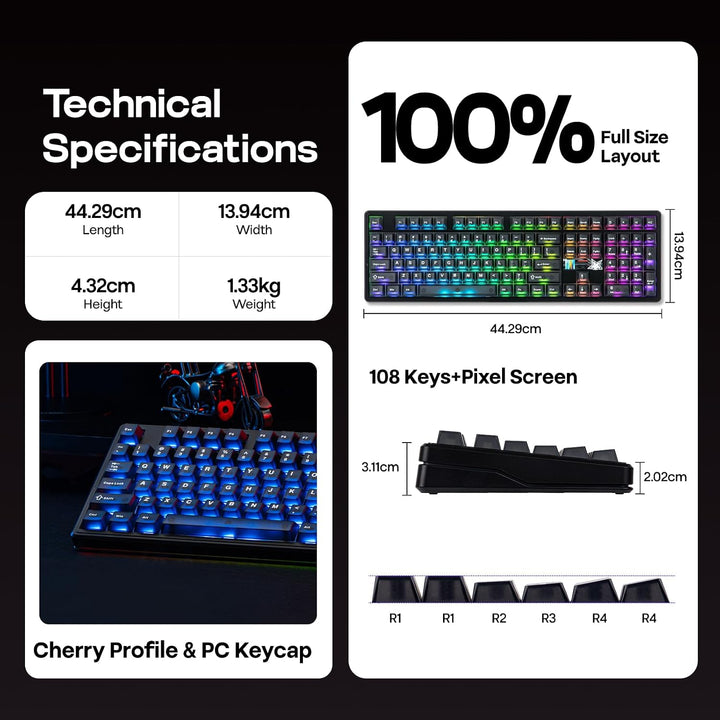 EPOMAKER X Aula F108 PRO V2 Teclado inalámbrico para juegos con bat...