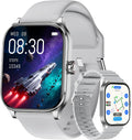Reloj inteligente para mujeres y hombres, relojes inteligentes con GPS con frecuencia cardíaca, SpO2, monitor de sueño/estrés, más de 100 relojes deportivos de fitness, rastreador de actividad impermeable IP68 para teléfono Android/iOS (plata, 1.96
