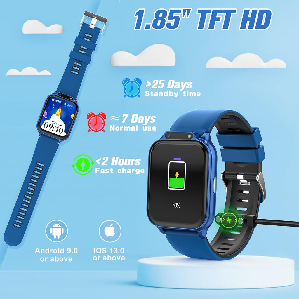 Reloj inteligente para niños de 1.85 pulgadas con rastreador de