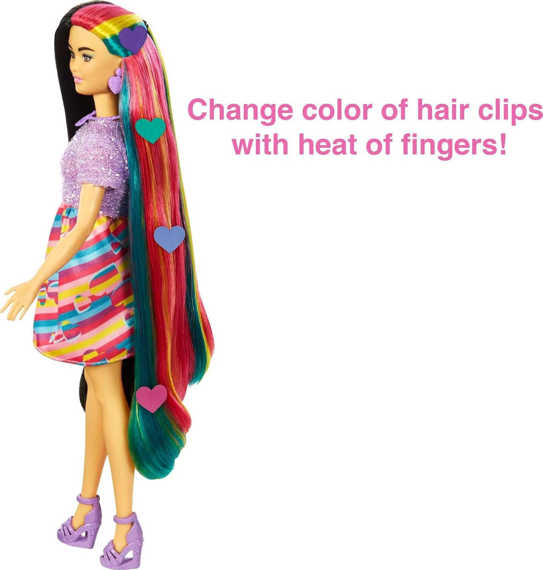 Barbie Muñeca Totally Hair, temática de corazón con cabello de fant...