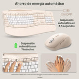 Combo de teclado y mouse inalámbricos, teclas onduladas de tamaño c...