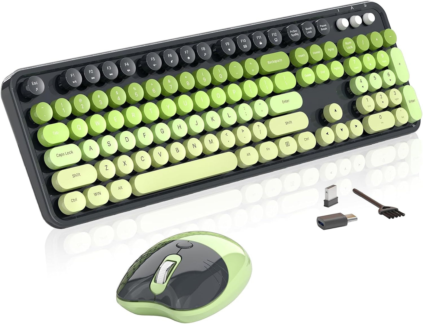 Teclado y ratón inalámbricos, MOFII con teclas redondas de 104 tecl...