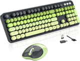 Teclado y ratón inalámbricos, MOFII con teclas redondas de 104 tecl...