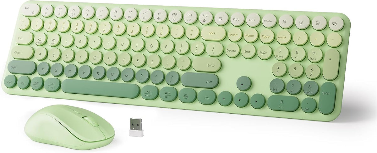 Combo de teclado y mouse inalámbricos, tamaño completo de 110 tecla...