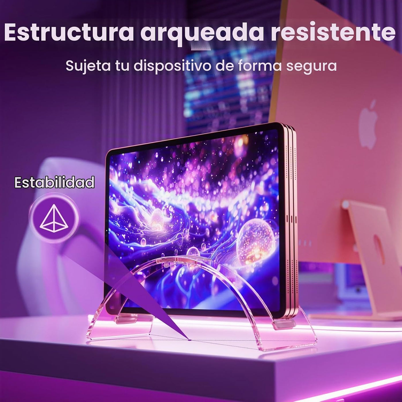 Soporte vertical acrílico para computadora de escritorio, base invi...