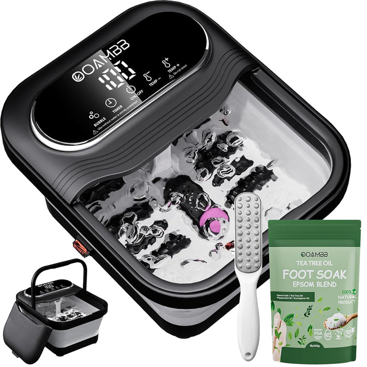 OOAMBB Spa de pies plegable con control de calor, burbujas y temper...