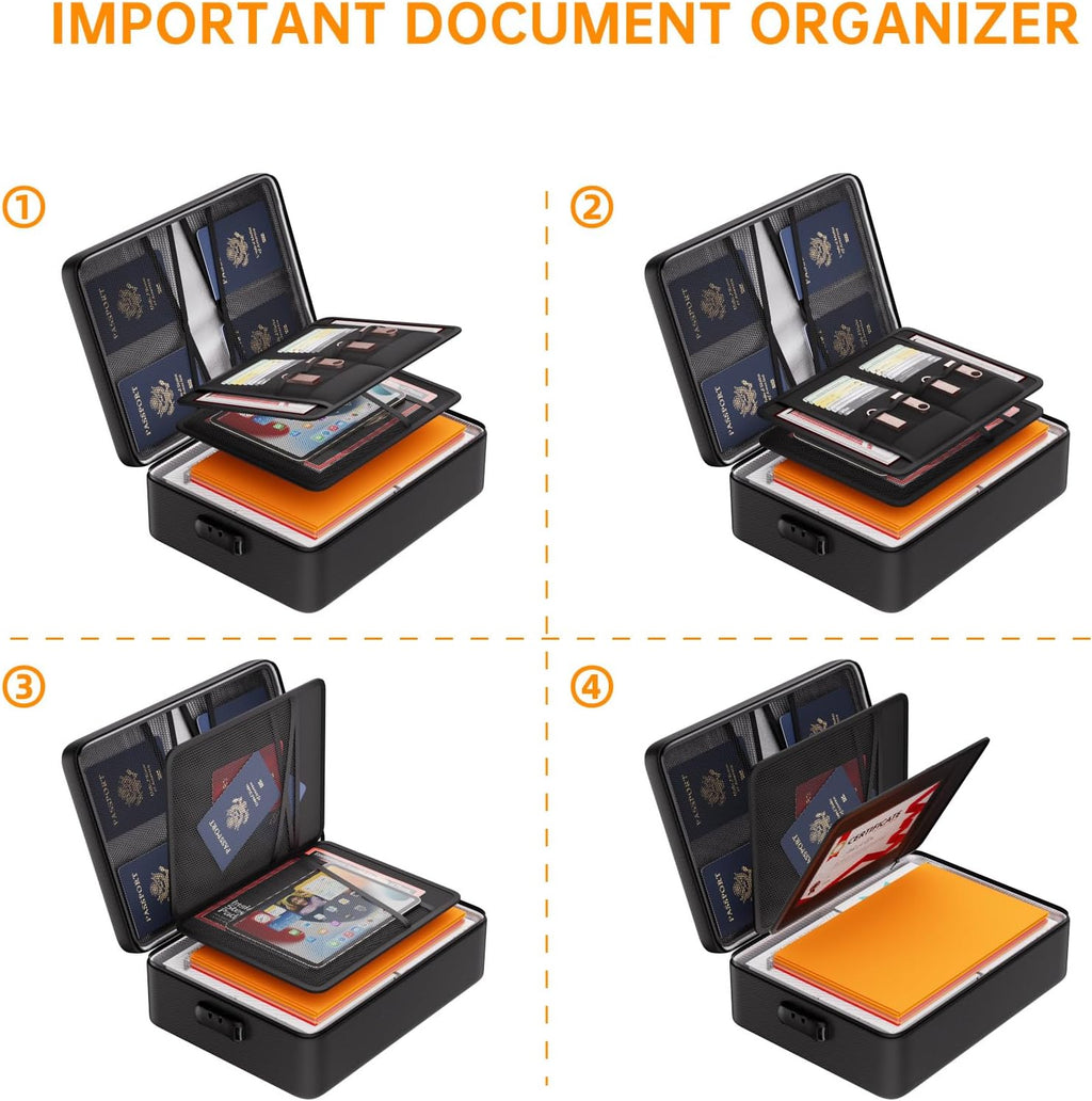 DocSafe Caja organizadora de documentos ignífuga de 5200 °F con cerradura