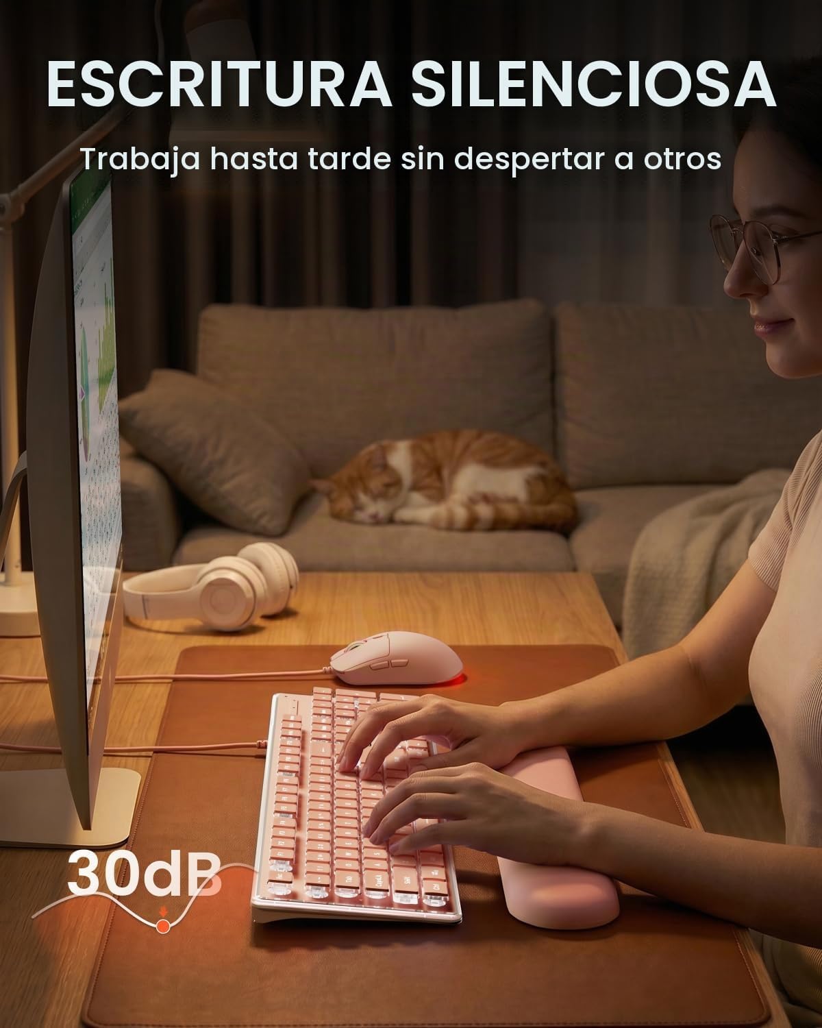 EWEADN GX710S Combo de teclado y mouse con cable con teclas de pudí...