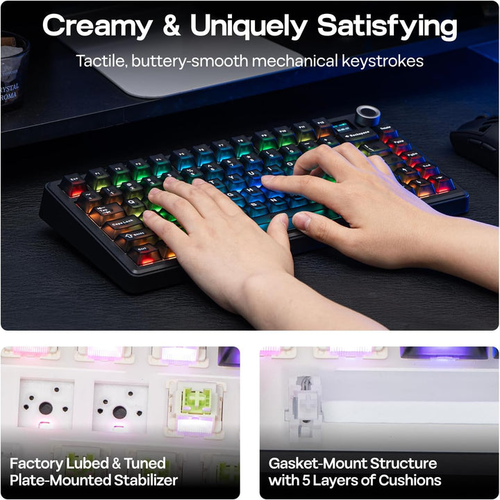 EPOMAKER X Aula F75 MAX Teclado mecánico inalámbrico con pantalla T...