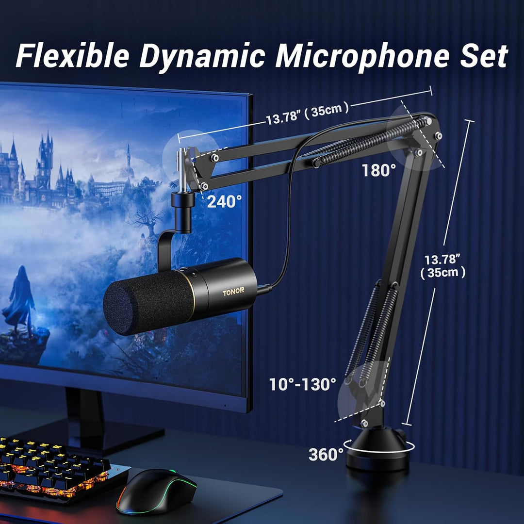TONOR Micrófono dinámico para podcast, micrófono XLR\/USB para podc...