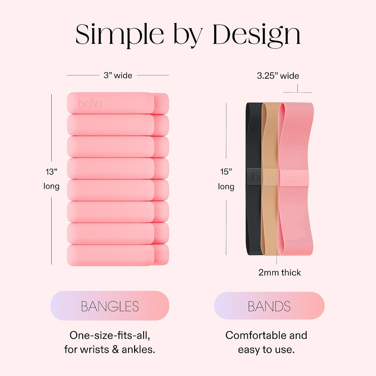 Bangles - Pesas de muñeca y tobillo de 2 libras, par y bandas de resistencia, paquete de 3, multicolor, bandas de fitness y pesas portátiles para entrenamiento de fuerza y tonificación