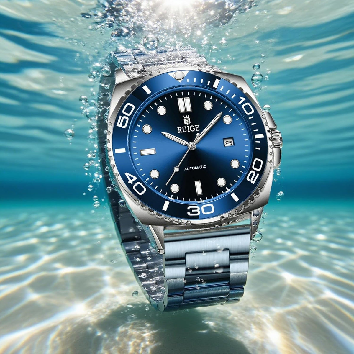 Nuevo reloj mecánico totalmente automático para hombre, calendario de acero inoxidable, bisel giratorio de moda, moda, luz nocturna, impermeable, A8-2