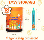 ZENO Crayones jumbo de 18 colores, no tóxicos y lavables para niños pequeños (1-3) y niños (4-8), crayones grandes fáciles de sostener, perfectos para viajes, arte y actividades de la primera infancia
