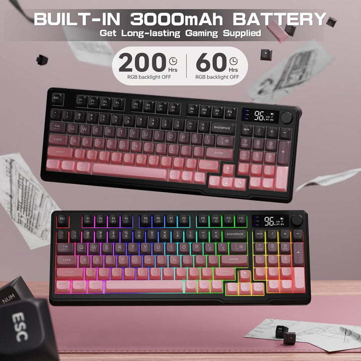 LexonElec Teclado Inalámbrico M96, Teclado de Juegos de Membrana de...