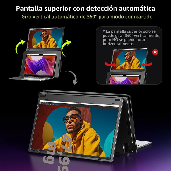KYY - Extensor de monitor para portátil de triple pantalla de 15,6...
