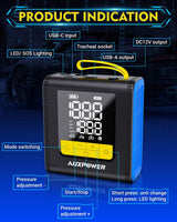 Auxpower Inflador de neumáticos H4, compresor de aire portátil, bom...
