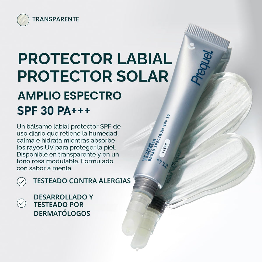 Prequel Skin Lip Visor, bálsamo labial transparente con SPF 30 PA +...