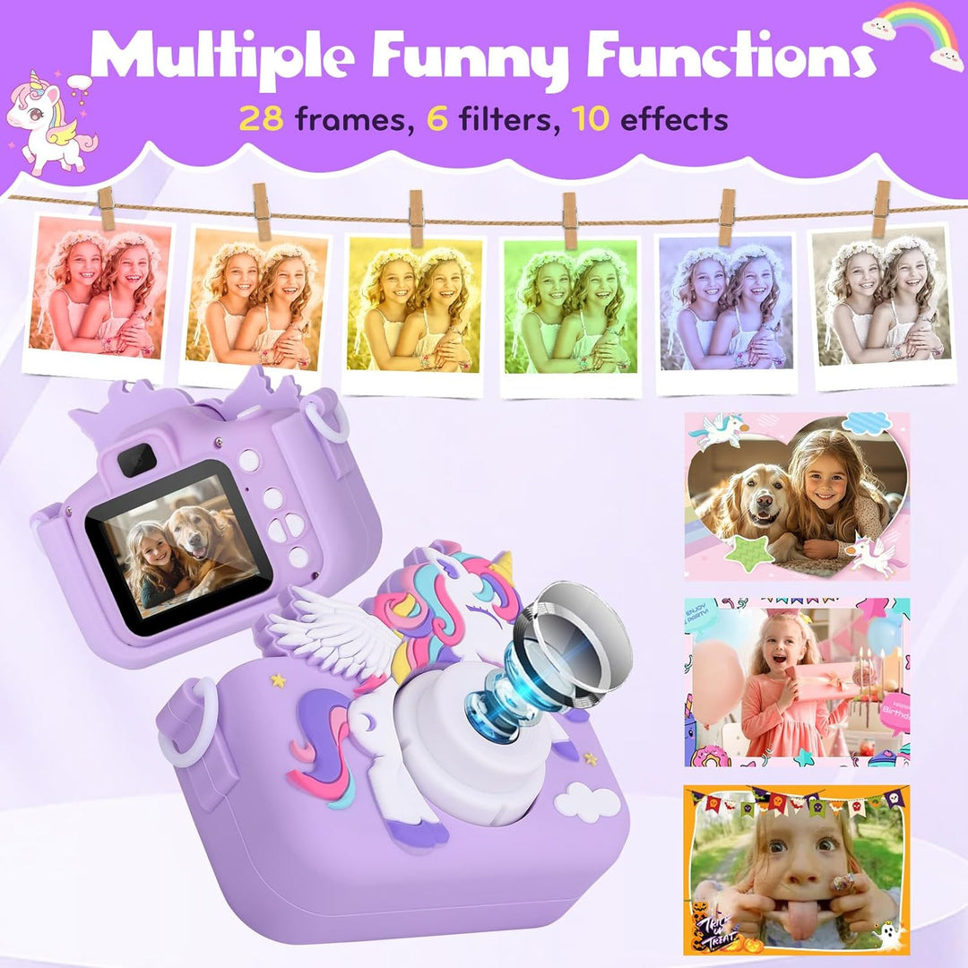 Cámara infantil de unicornio para niñas, cámara digital para niños...