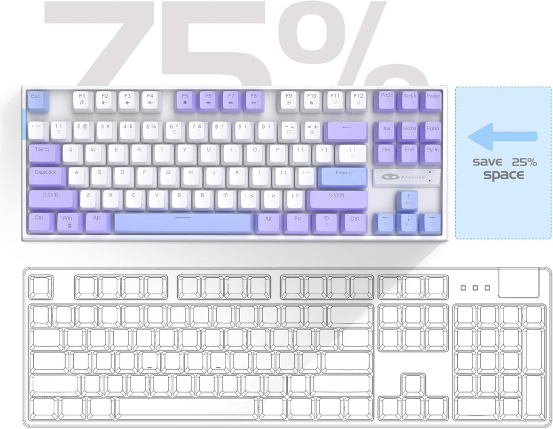 MageGee Teclado mecánico 75% para juegos, interruptor rojo, retroil...