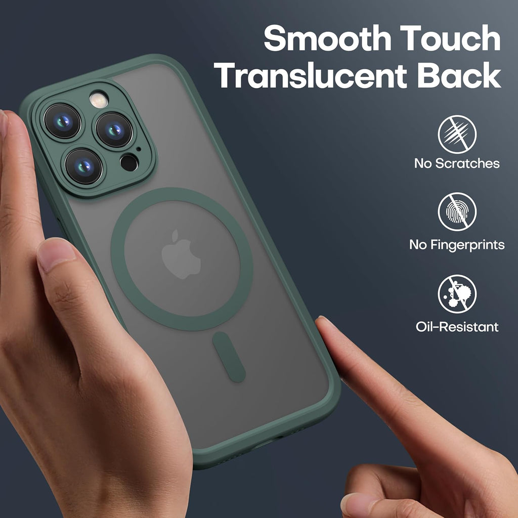 ImpactStrong Protector Magnético Diseñado para Funda iPhone 15 Pro Max [Protección de Cámara] [Probado contra Caídas de Grado Militar] [Compatible con MagSafe] Funda de Teléfono Delgada Translúcida