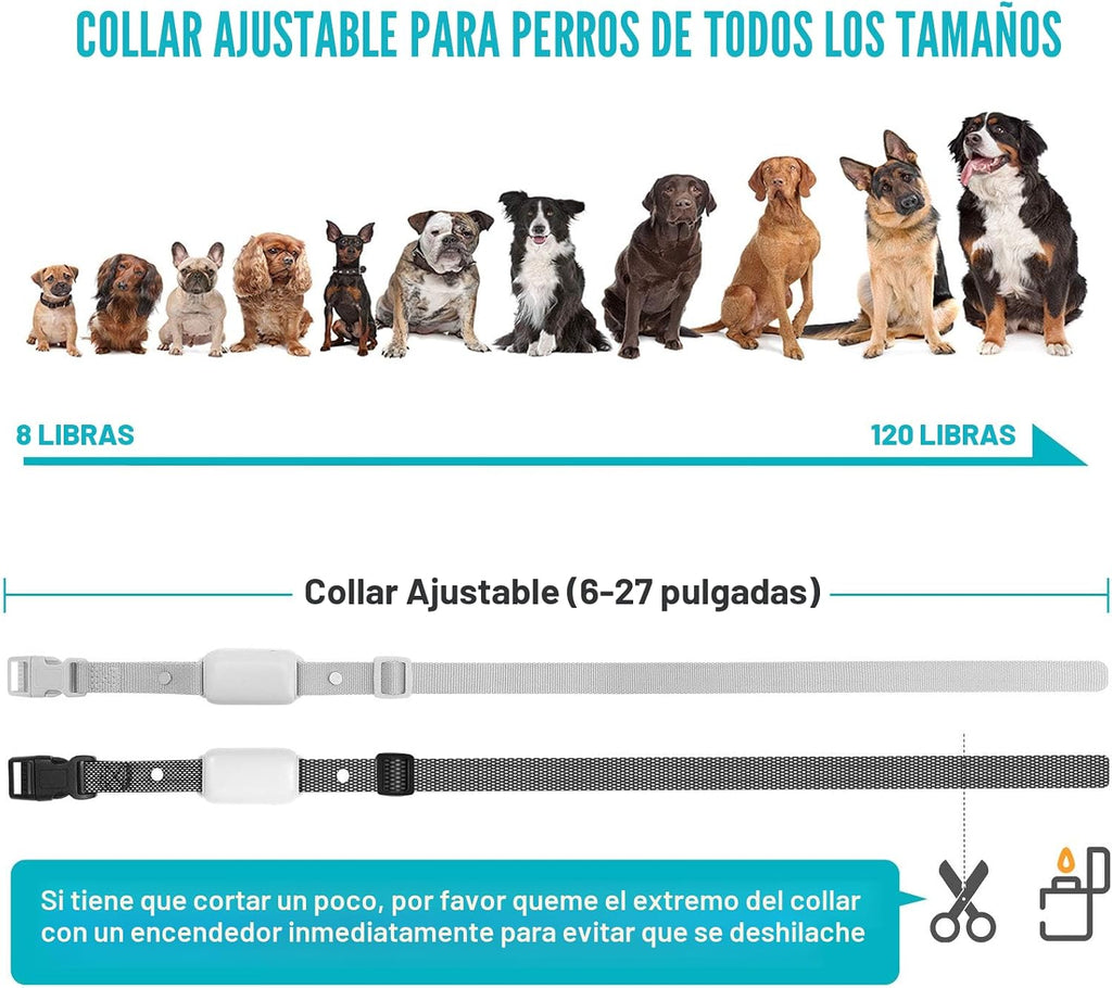 Collar de choque para perros 2 perros, (8-120 libras), collar eléctrico impermeable recargable con control remoto para perros pequeños, medianos y grandes, con modos de choque seguros de vibración de pitido (gris)