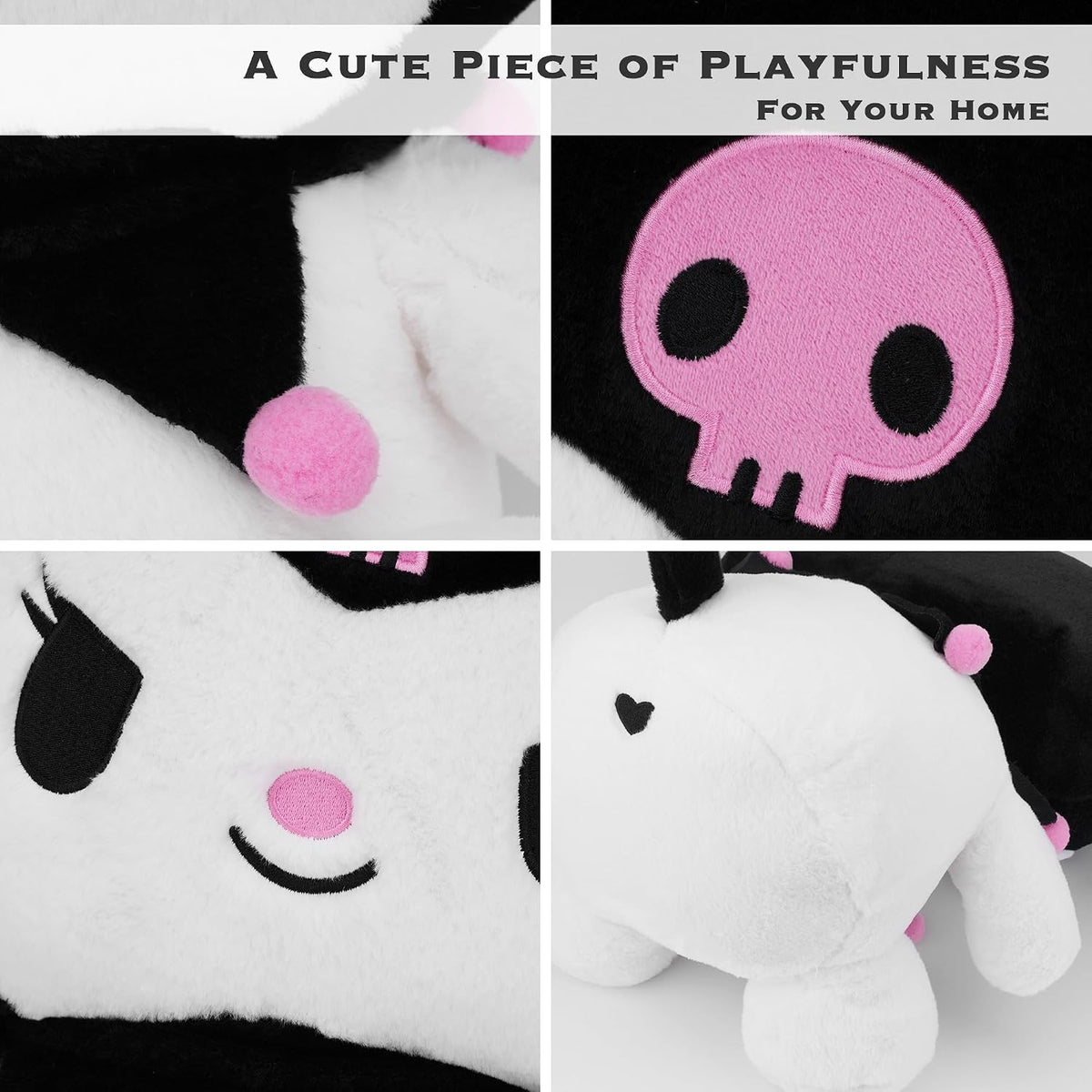 Juju Black Kawaii Plush (28 in) - Peluche Kawaii Negro (28 in) - Peluche Grande Kawaii - Peluche Gigante - Plushie (Hpy)