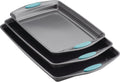 Rachael Ray Juego de bandejas antiadherentes para hornear, 3 piezas, gris