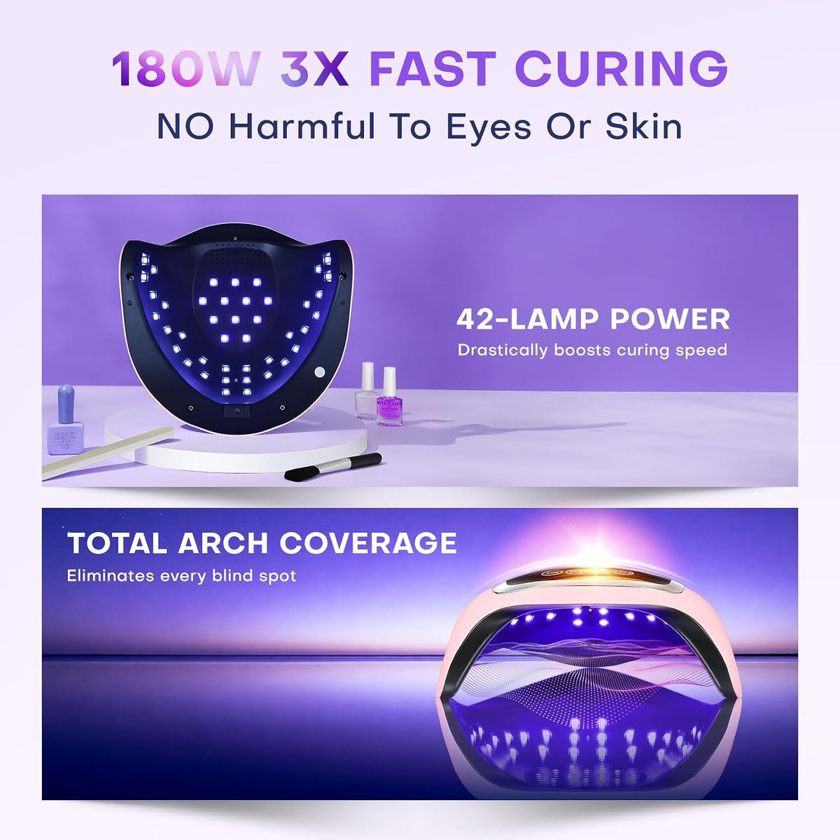 Gugusure Lámpara de uñas LED UV, secador de uñas mejorado de 180W p...