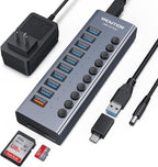 WENTER, hub USB 3.0 de 10 puertos, alimentado