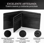 Cartera plegable de piel Stealth Mode para hombre con ventana de identificación y bloqueo RFID