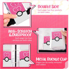 Carpeta de tarjetas de 4 bolsillos, soporte para tarjetas intercambiables para 400 tarjetas con 50 fundas extraíbles, tarjeta de colección portátil, estuche de tarjetas de juego con cremallera para regalo, color rosa