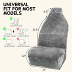 Fundas de Asiento de Oveja de Aegis, Fundas de Asiento de Piel de Merino Genuino para Delantero de Coche, Pieles Densas de Lujo, Ajuste Universal para la Mayoría de Coches, SUV, Camiones, Sedán (Gris)