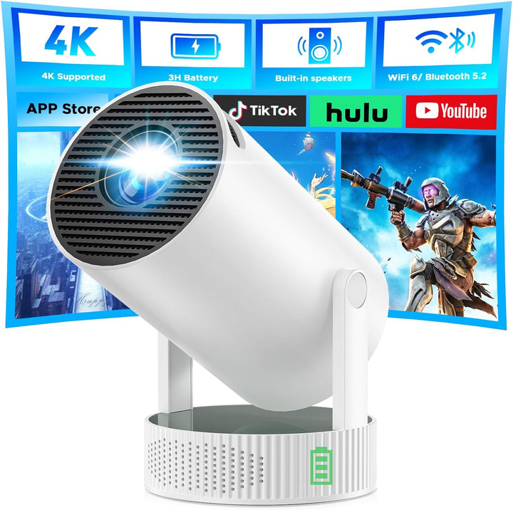 Mini proyector, proyector con Wifi y Bluetooth batería incorporada,...